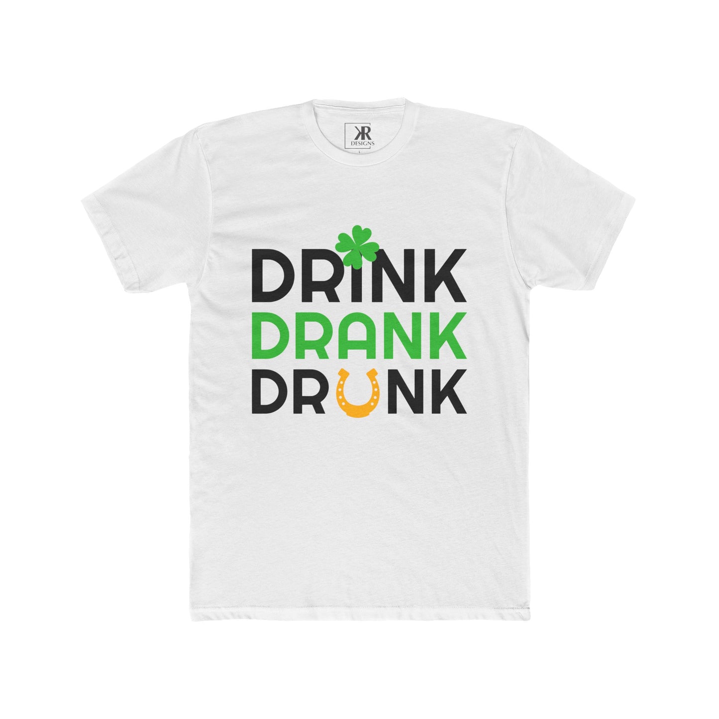 St. Patrick's Day Unisex Cotton Crew Tee - Drink Drank Drunk T-Shirt