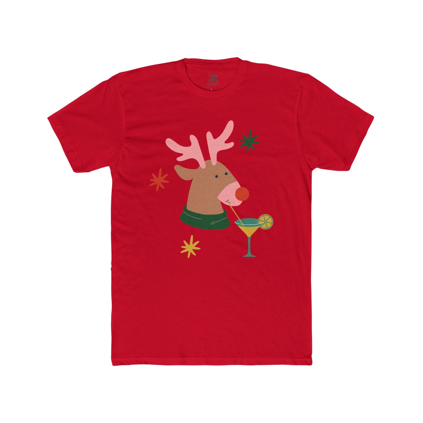 Rudolph Sippin' Cotton Crew Tee