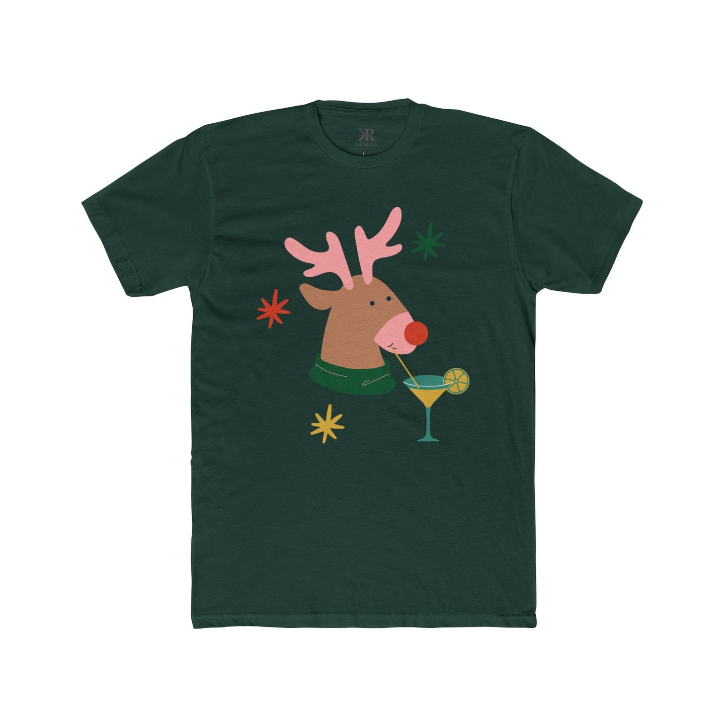 Rudolph Sippin' Cotton Crew Tee