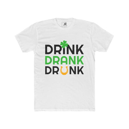 St. Patrick's Day Unisex Cotton Crew Tee - Drink Drank Drunk T-Shirt