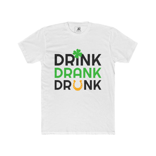 St. Patrick's Day Unisex Cotton Crew Tee - Drink Drank Drunk T-Shirt