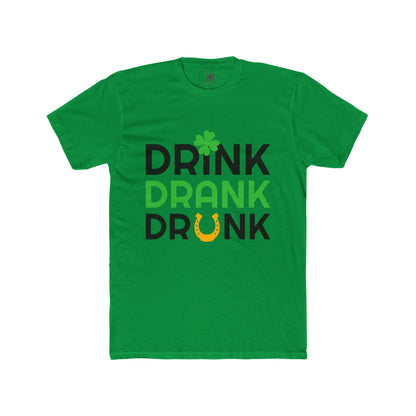 St. Patrick's Day Unisex Cotton Crew Tee - Drink Drank Drunk T-Shirt
